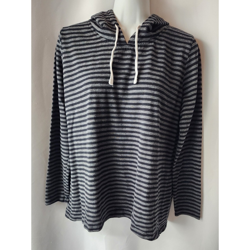 Womens Curfew Striped Hoodie Grey/ Black